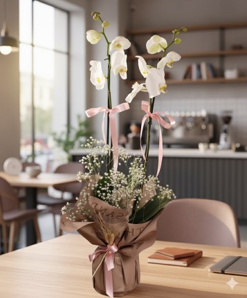 Do�al Aksanl� �kili Beyaz Orkide